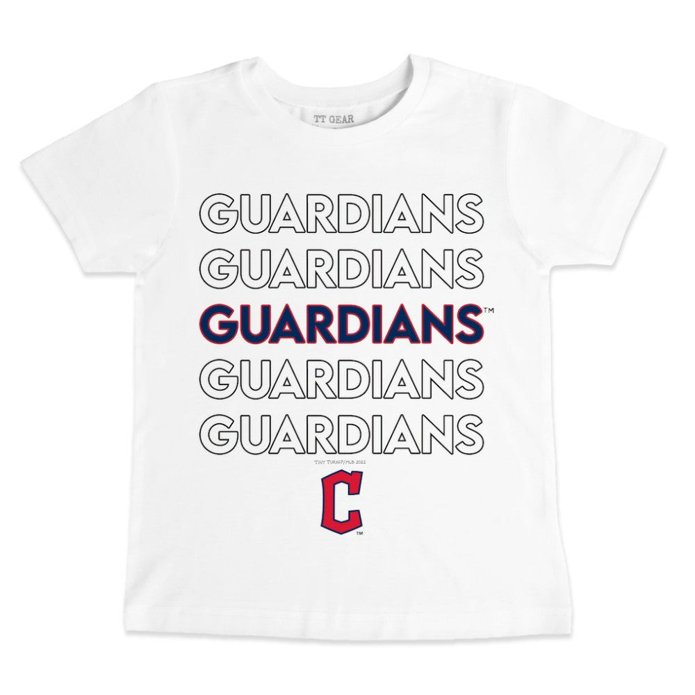 Cleveland Guardians Tiny Turnip Youth Stacked T-Shirt White