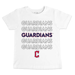 Cleveland Guardians Tiny Turnip Youth Stacked T-Shirt White