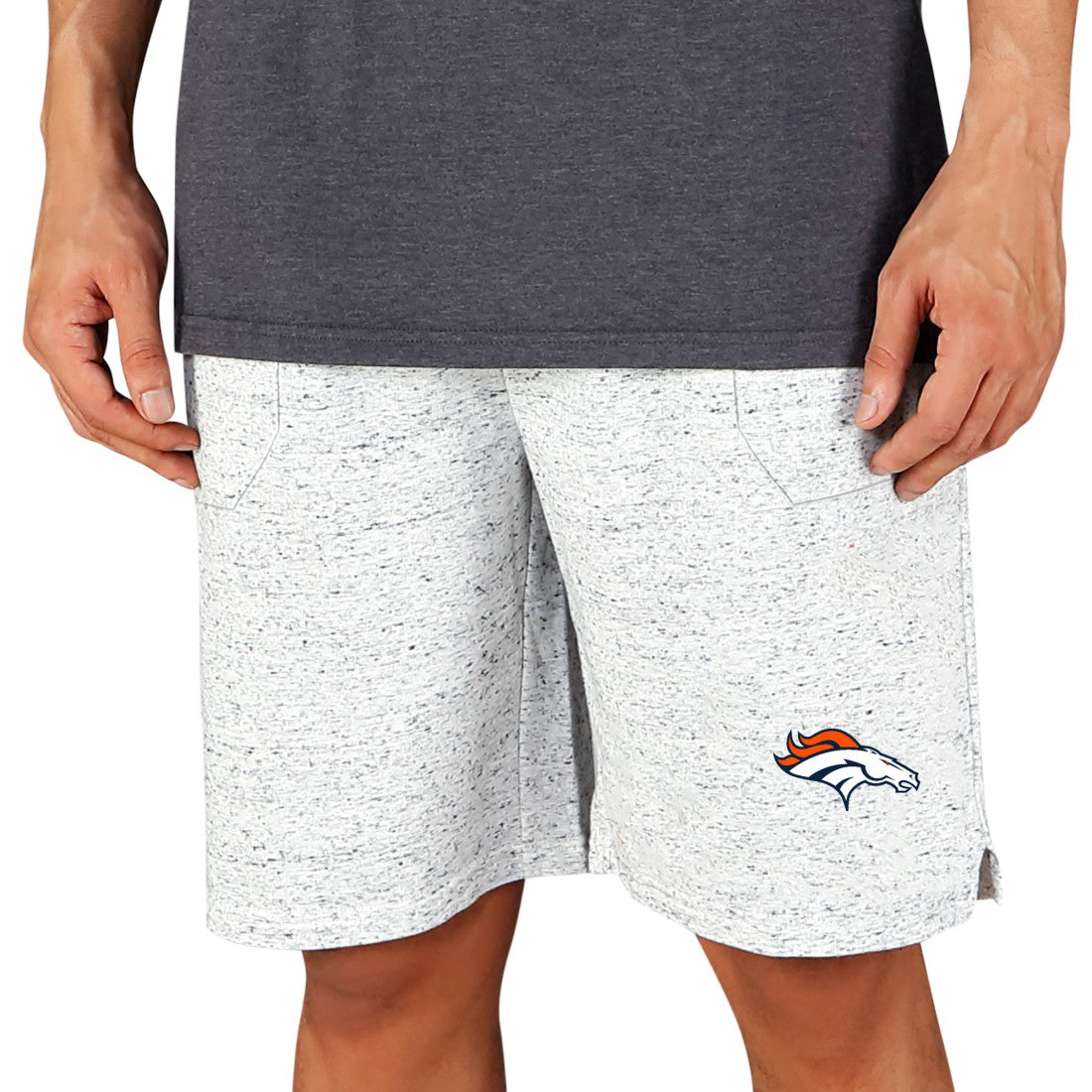 Denver Broncos Concepts Sport Throttle Knit Jam Shorts - White/Charcoal for sale
