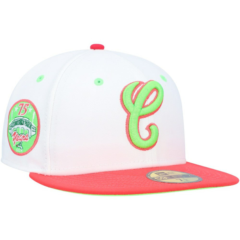 Chicago White Sox Cooperstown Collection Comiskey Park 75th Anniversary Strawberry Lolli 59FIFTY Fitted Hat White/Coral