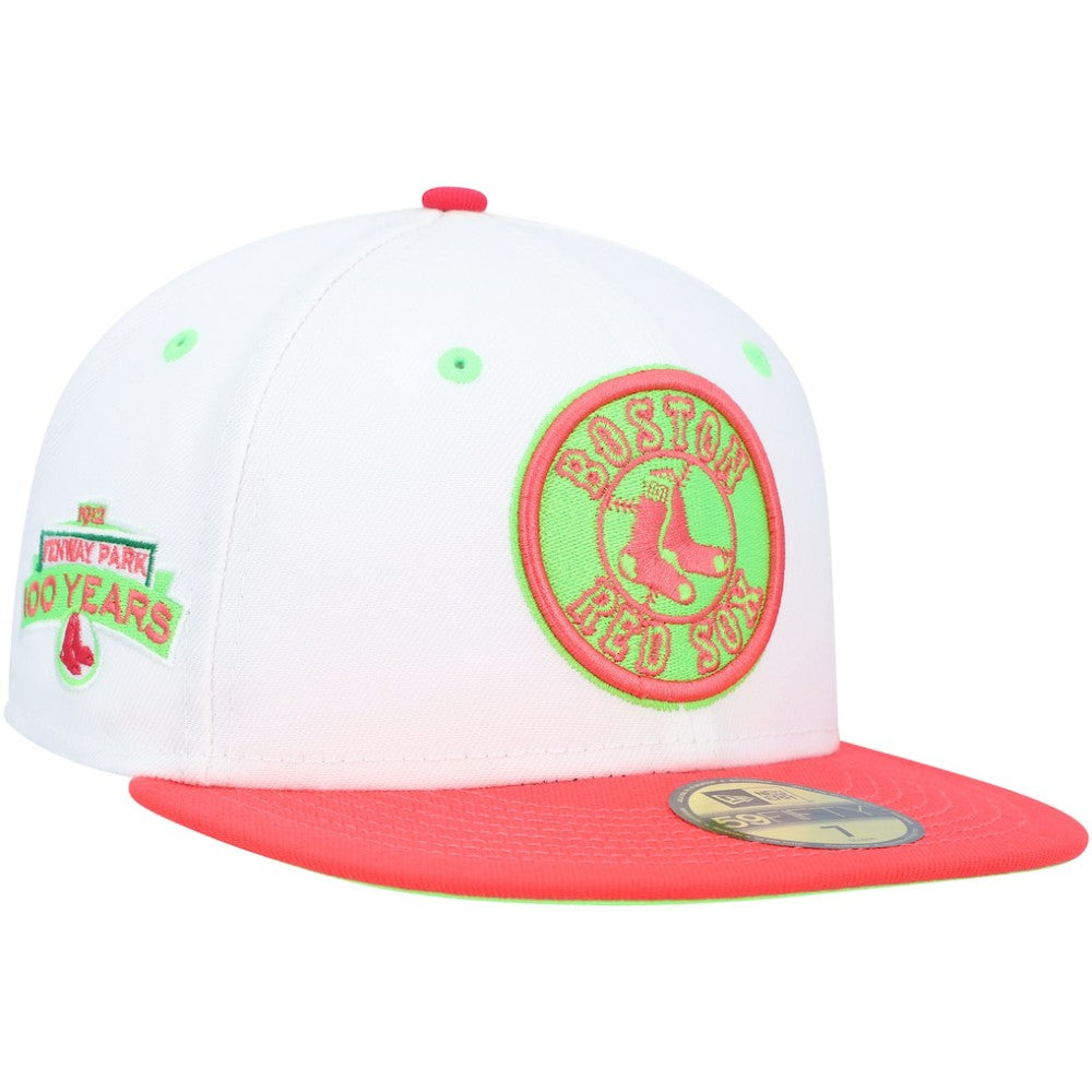 Boston Red Sox  Fenway Park 100th Anniversary  Strawberry Lolli 59FIFTY Fitted Hat White/Coral