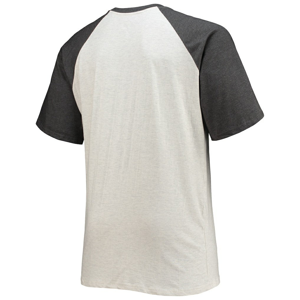 Washington Commanders Big & Tall Wordmark Raglan T-Shirt - Oatmeal/Heathered Charcoal on sale