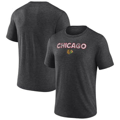 Chicago Blackhawks Wraparound Tri-Blend T-Shirt - Charcoal T-shirts