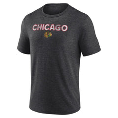 Chicago Blackhawks Wraparound Tri-Blend T-Shirt - Charcoal T-shirts
