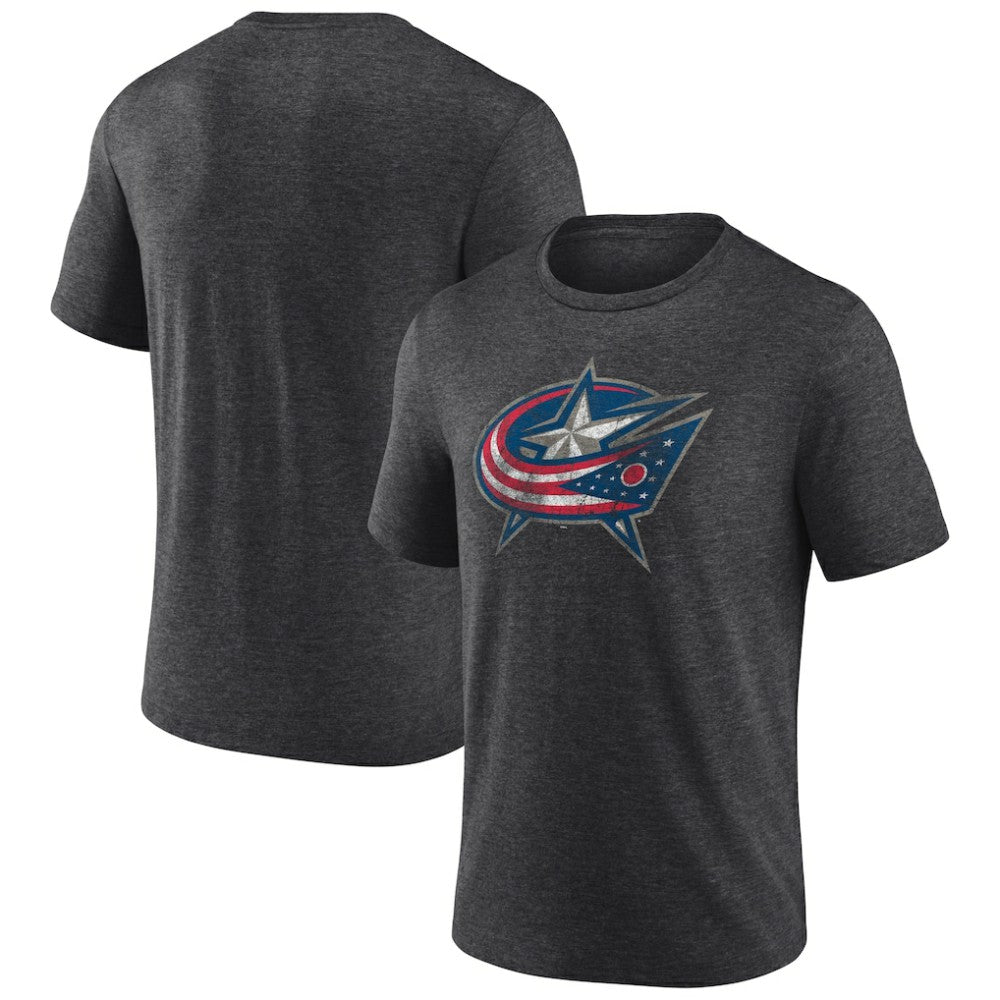Columbus Blue Jackets Wraparound Tri-Blend T-Shirt - Charcoal T-shirts