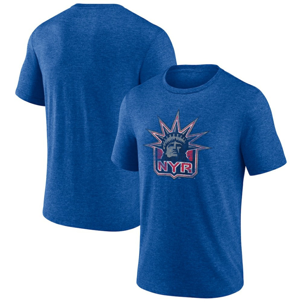 New York Rangers Wraparound Tri-Blend T-Shirt - Blue T-shirts
