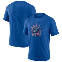 New York Rangers Wraparound Tri-Blend T-Shirt - Blue T-shirts