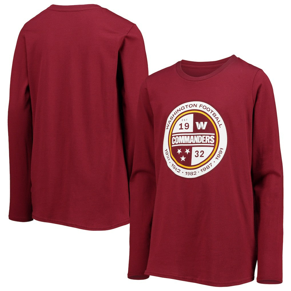 Washington Commanders Youth Secondary Logo Long Sleeve T-Shirt - Burgundy for sale