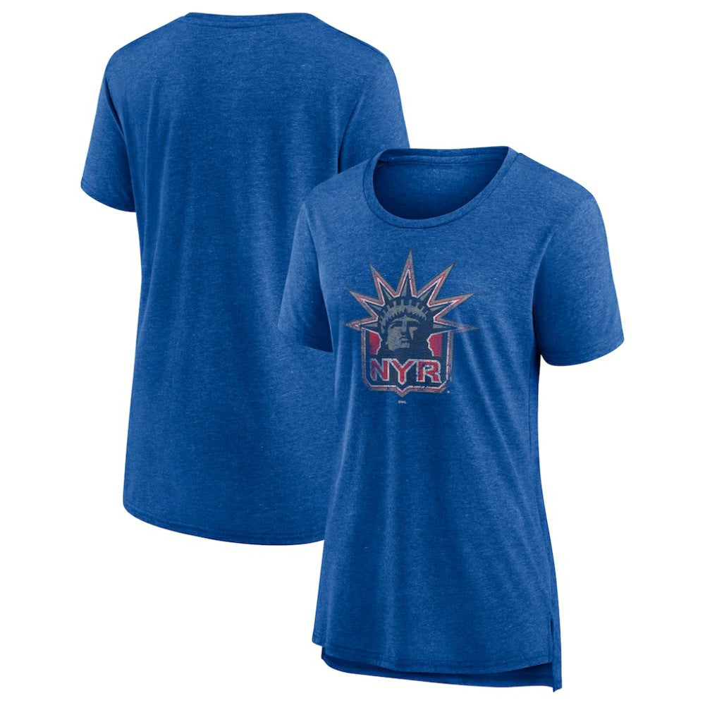 New York Rangers Women's Slow Whistle Tri-Blend T-Shirt - Blue T-shirts