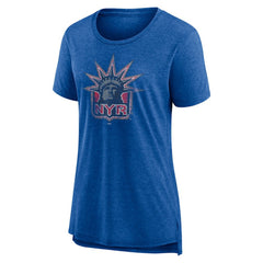 New York Rangers Women's Slow Whistle Tri-Blend T-Shirt - Blue T-shirts