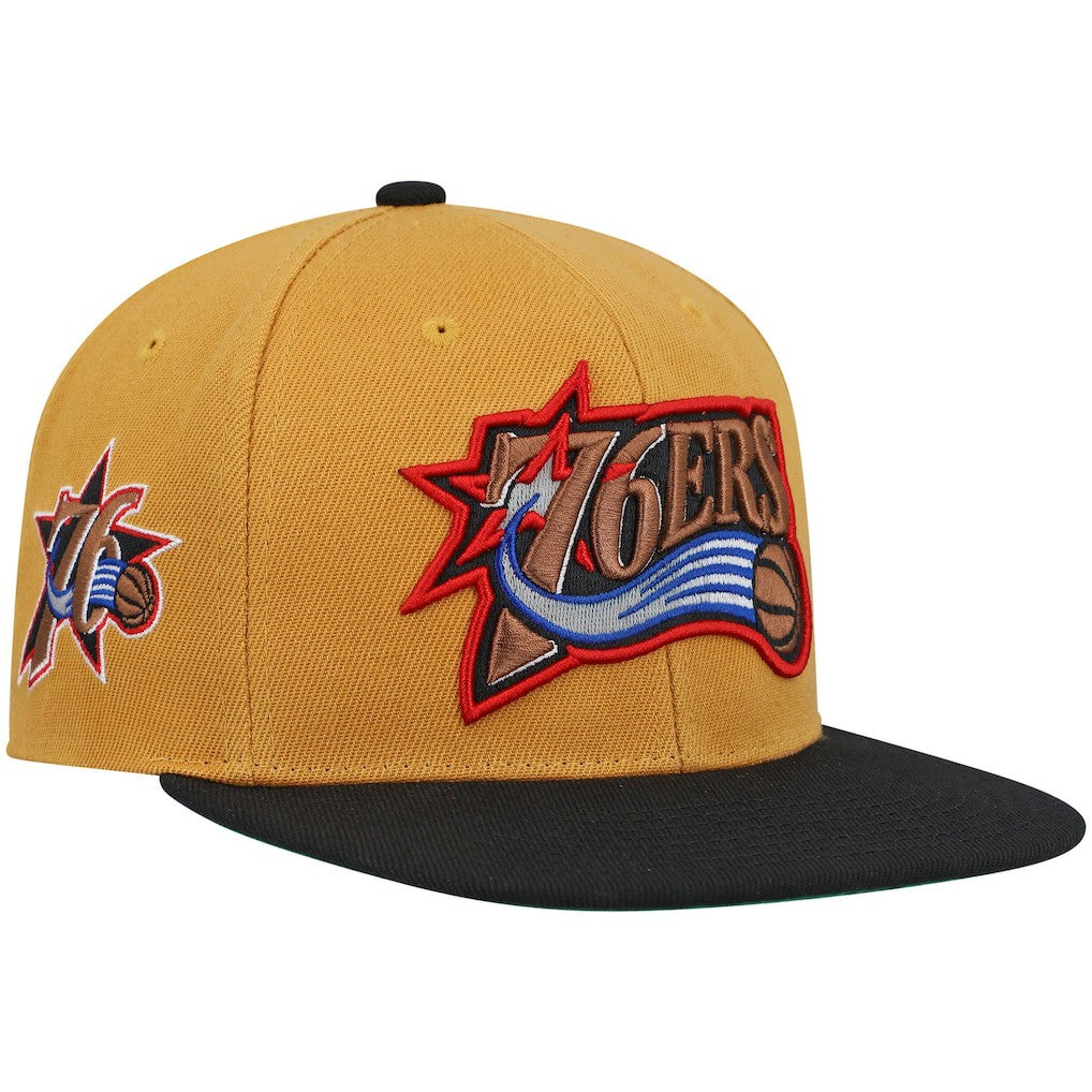 Philadelphia 76ers Hardwood Classics Snapback Hat - Gold/Black for sale