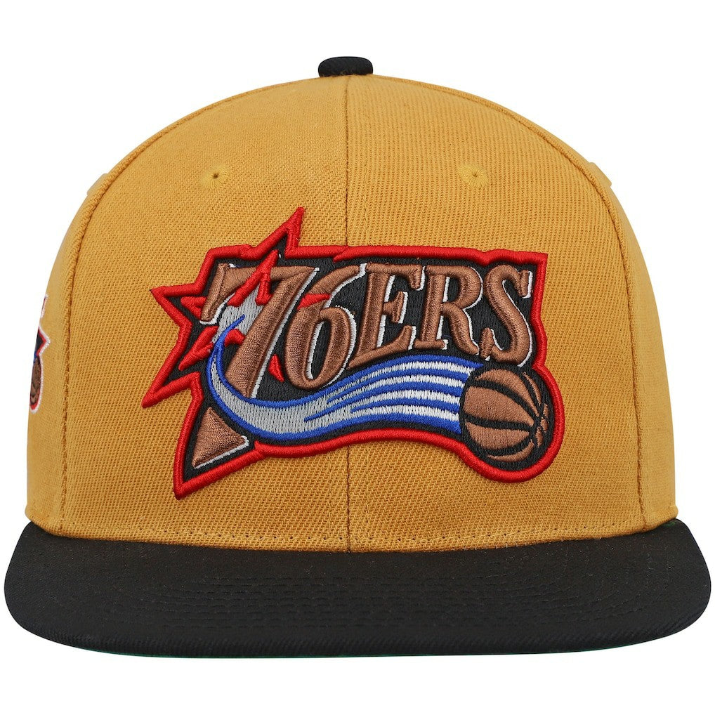 Philadelphia 76ers Hardwood Classics Snapback Hat - Gold/Black for sale