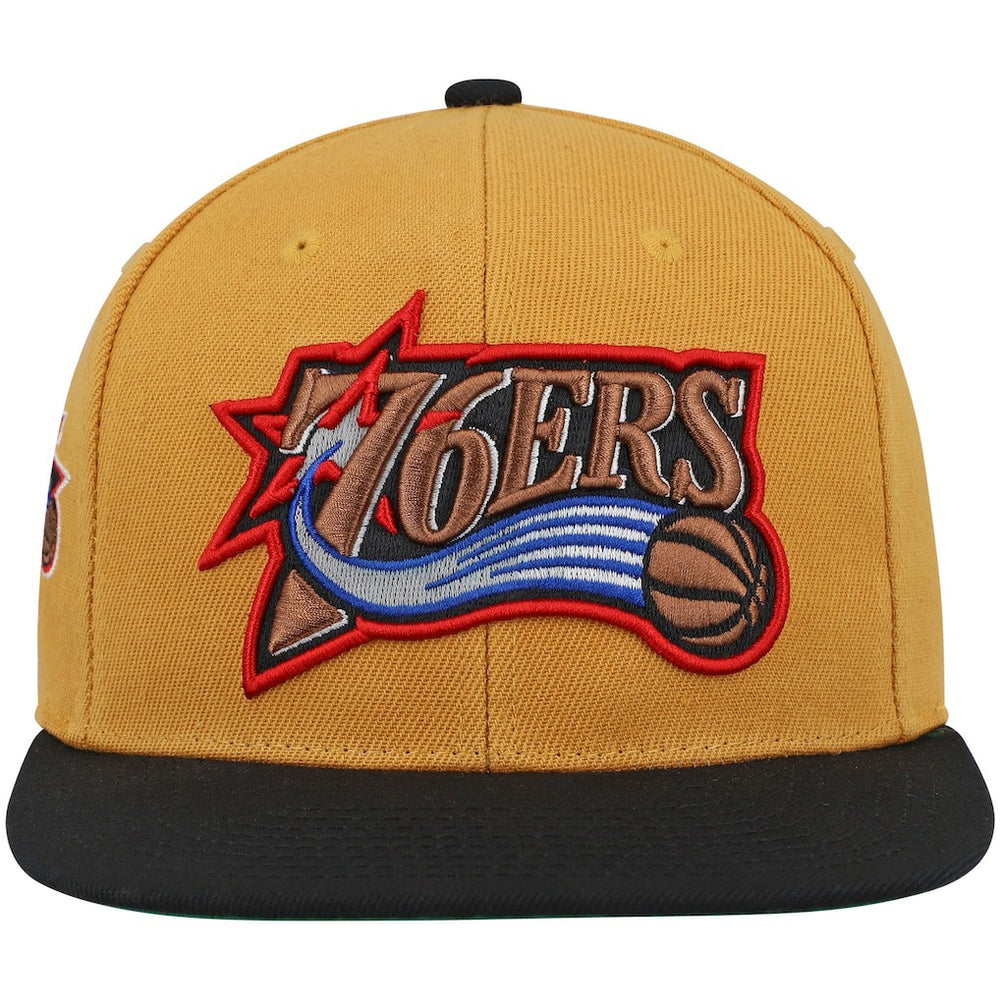 Philadelphia 76ers Hardwood Classics Snapback Hat - Gold/Black for sale