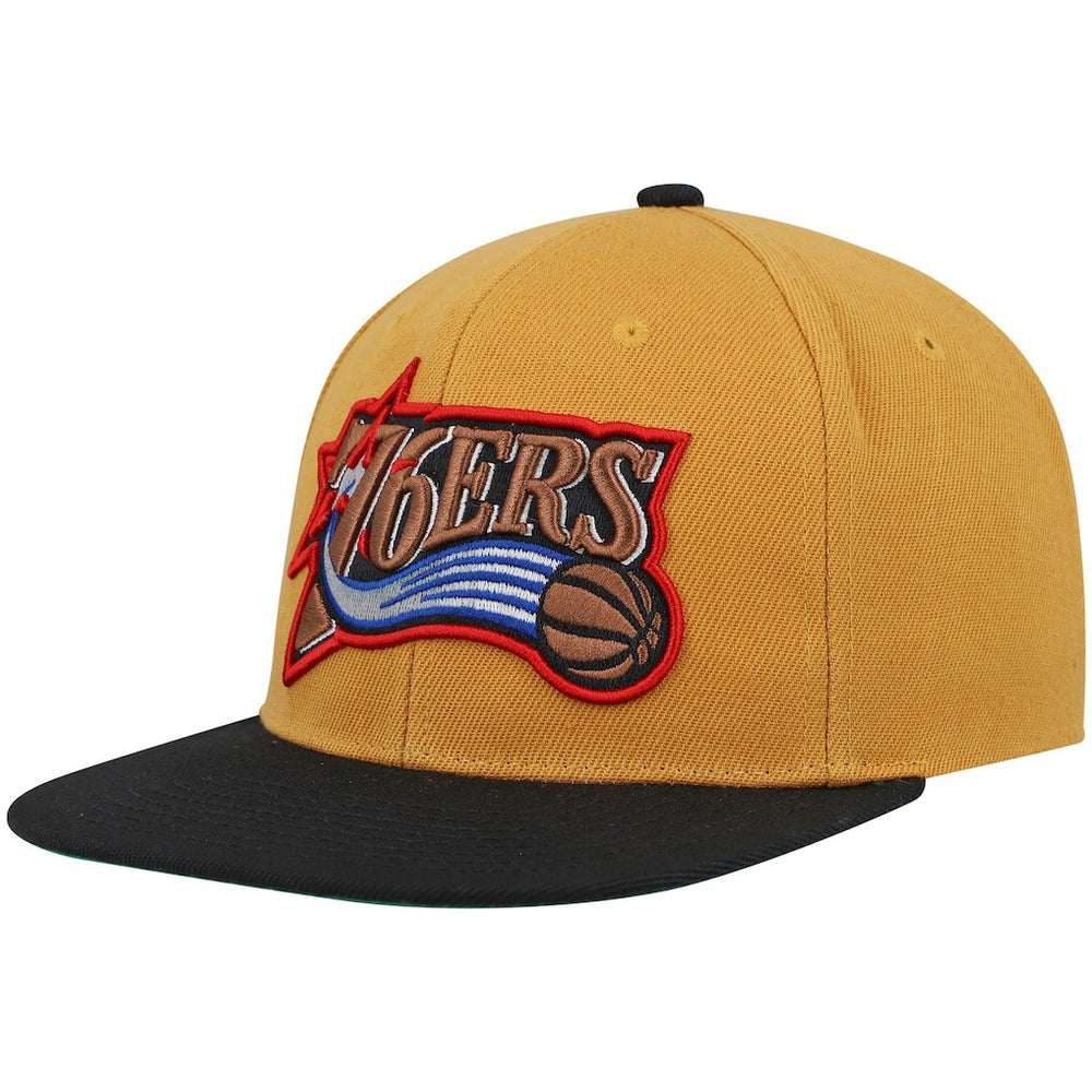 Philadelphia 76ers Hardwood Classics Snapback Hat - Gold/Black for sale