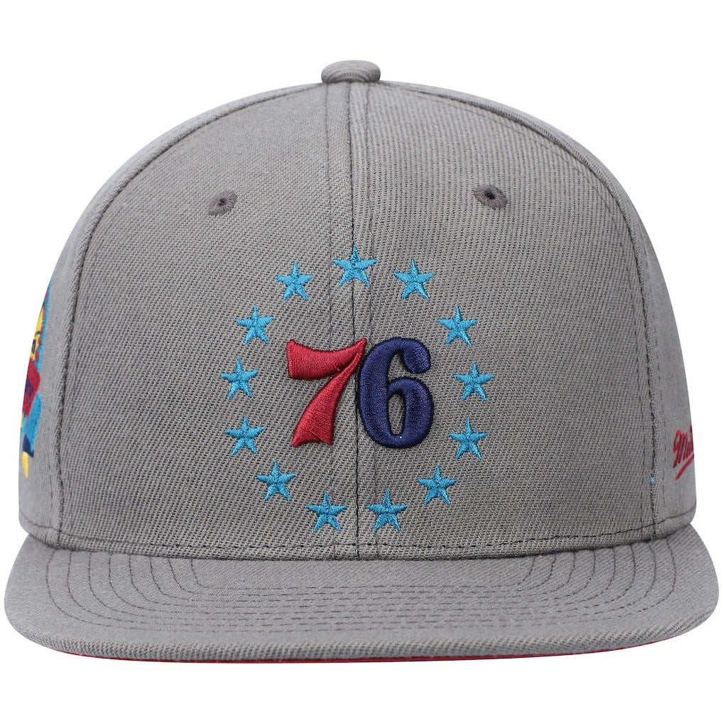 Philadelphia 76ers Hardwood Classics 60th Anniversary Carbon Cabernet Fitted Hat - Charcoal on sale