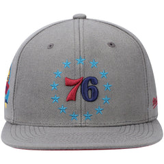 Philadelphia 76ers Hardwood Classics 60th Anniversary Carbon Cabernet Fitted Hat - Charcoal on sale