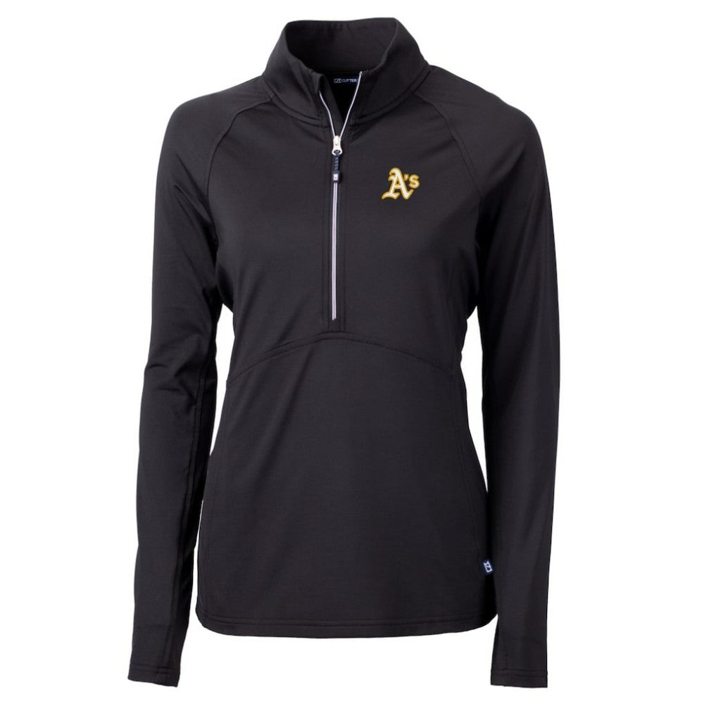 Athletics Cutter & Buck Women's Adapt Eco Knit Stretch Half-Zip Pullover Top Black