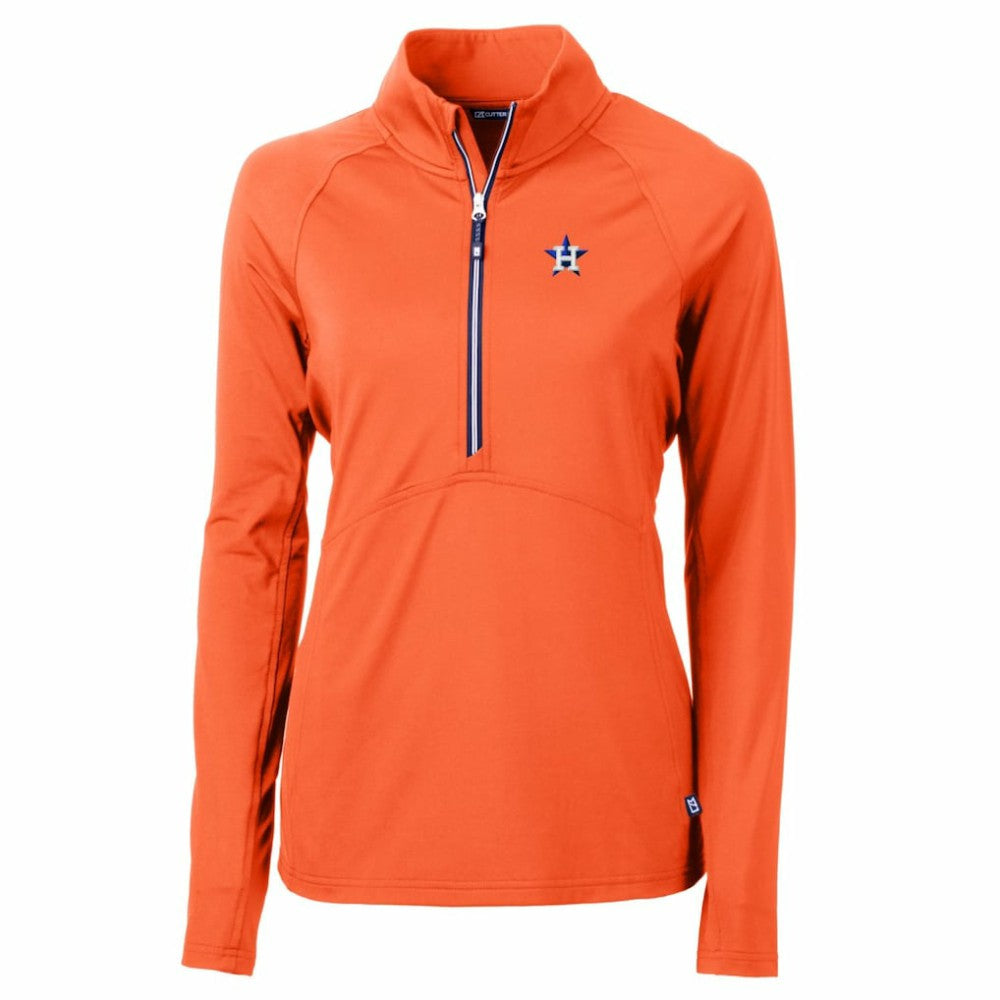 Houston Astros Cutter & Buck Women's Adapt Eco Knit Stretch Half-Zip Pullover Top Orange