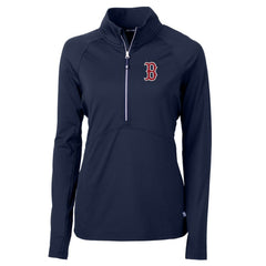 Boston Red Sox Cutter & Buck Women's Adapt Eco Knit Stretch Half-Zip Pullover Top Navy