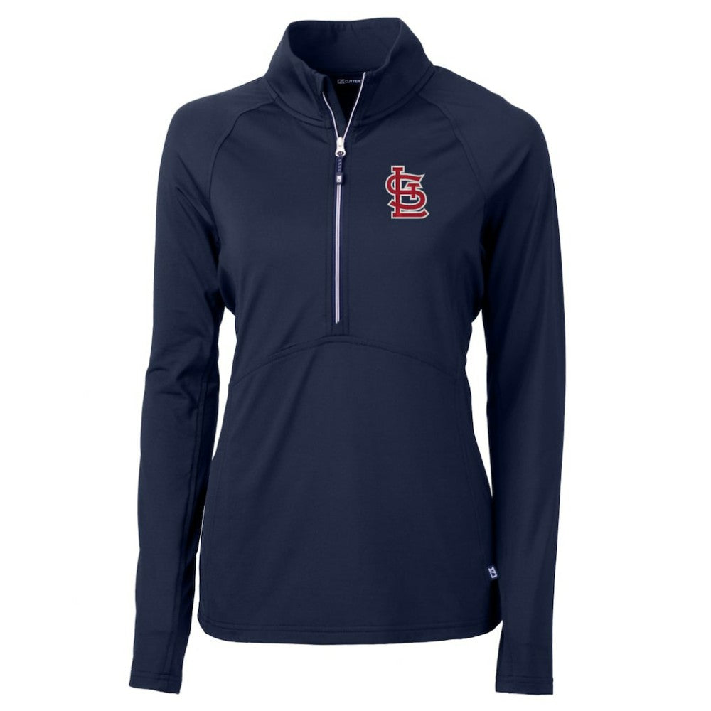 St. Louis Cardinals Cutter & Buck Women's Adapt Eco Knit Stretch Half-Zip Pullover Top Navy