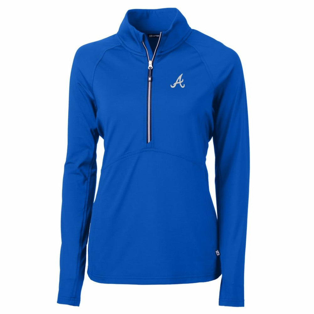 Atlanta Braves Cutter & Buck Women's Adapt Eco Knit Stretch Half-Zip Pullover Top Blue