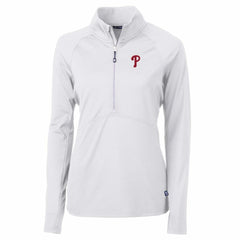 Philadelphia Phillies Cutter & Buck Women's Adapt Eco Knit Stretch Half-Zip Pullover Top White