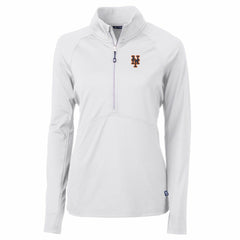 New York Mets Cutter & Buck Women's Adapt Eco Knit Stretch Half-Zip Pullover Top White