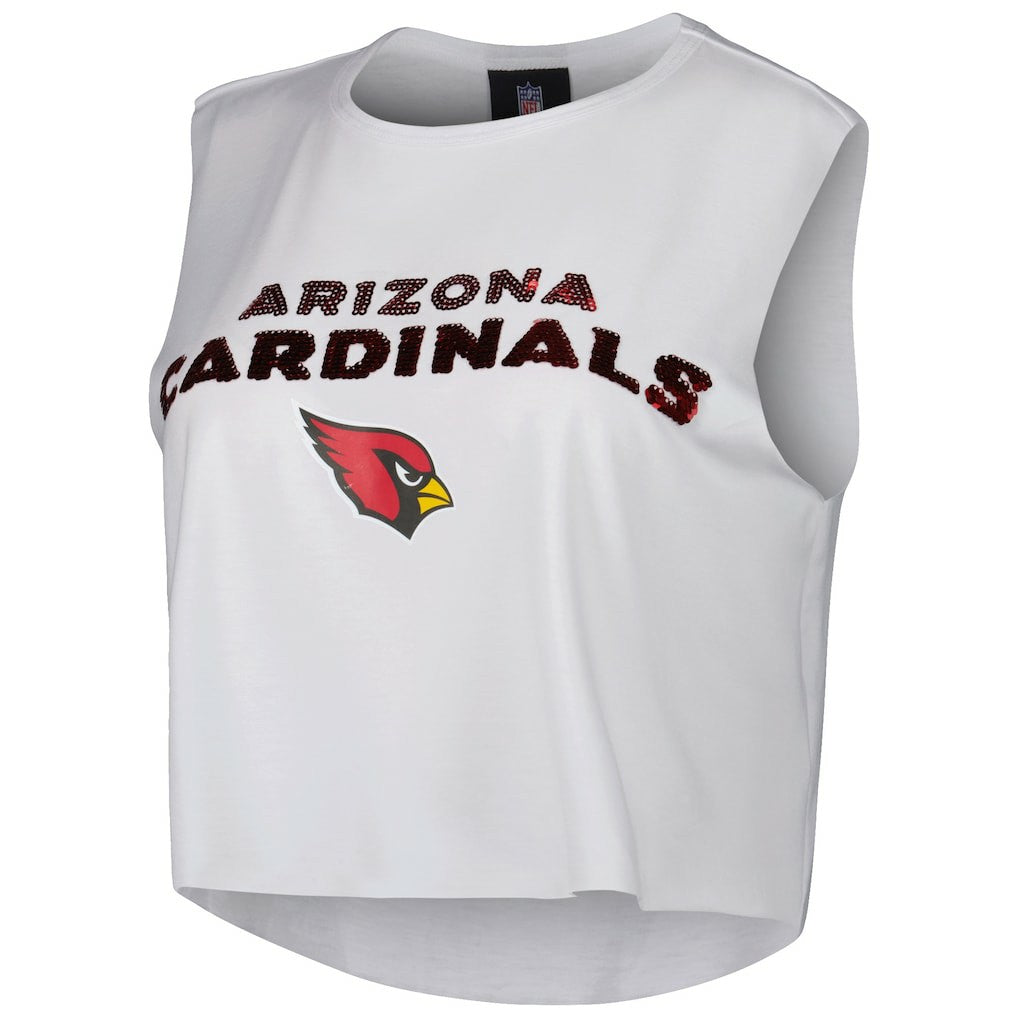 Arizona Cardinals Cuce Women's Sequin Cropped Tank Top - White discount