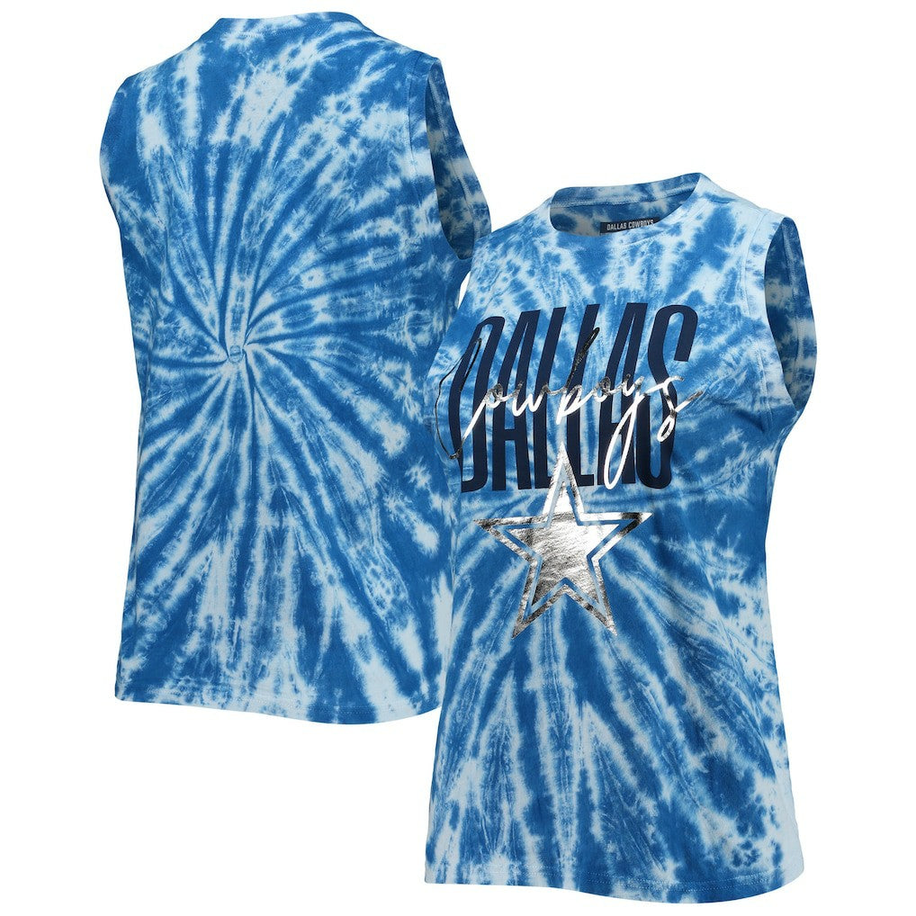 Dallas Cowboys Lauren James Women's Tie-Dye Jersey Boxy Tank Top - Royal outlet