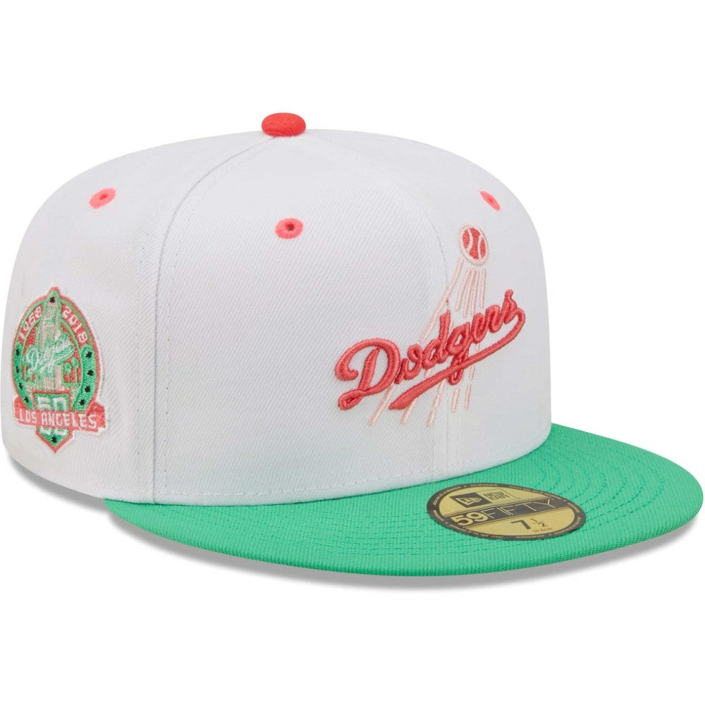 Los Angeles Dodgers 50th Anniversary in Los Angeles Watermelon Lolli 59FIFTY Fitted Hat White/Green