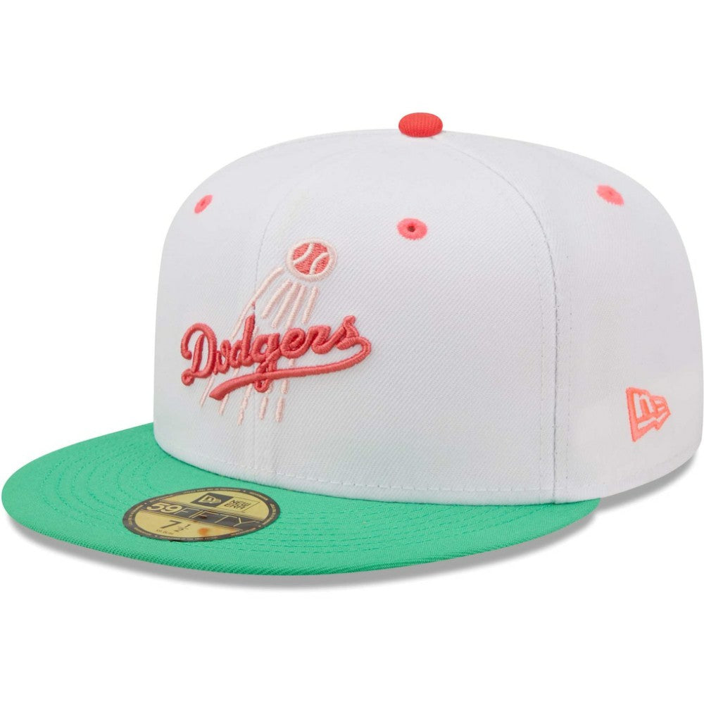 Los Angeles Dodgers 50th Anniversary in Los Angeles Watermelon Lolli 59FIFTY Fitted Hat White/Green