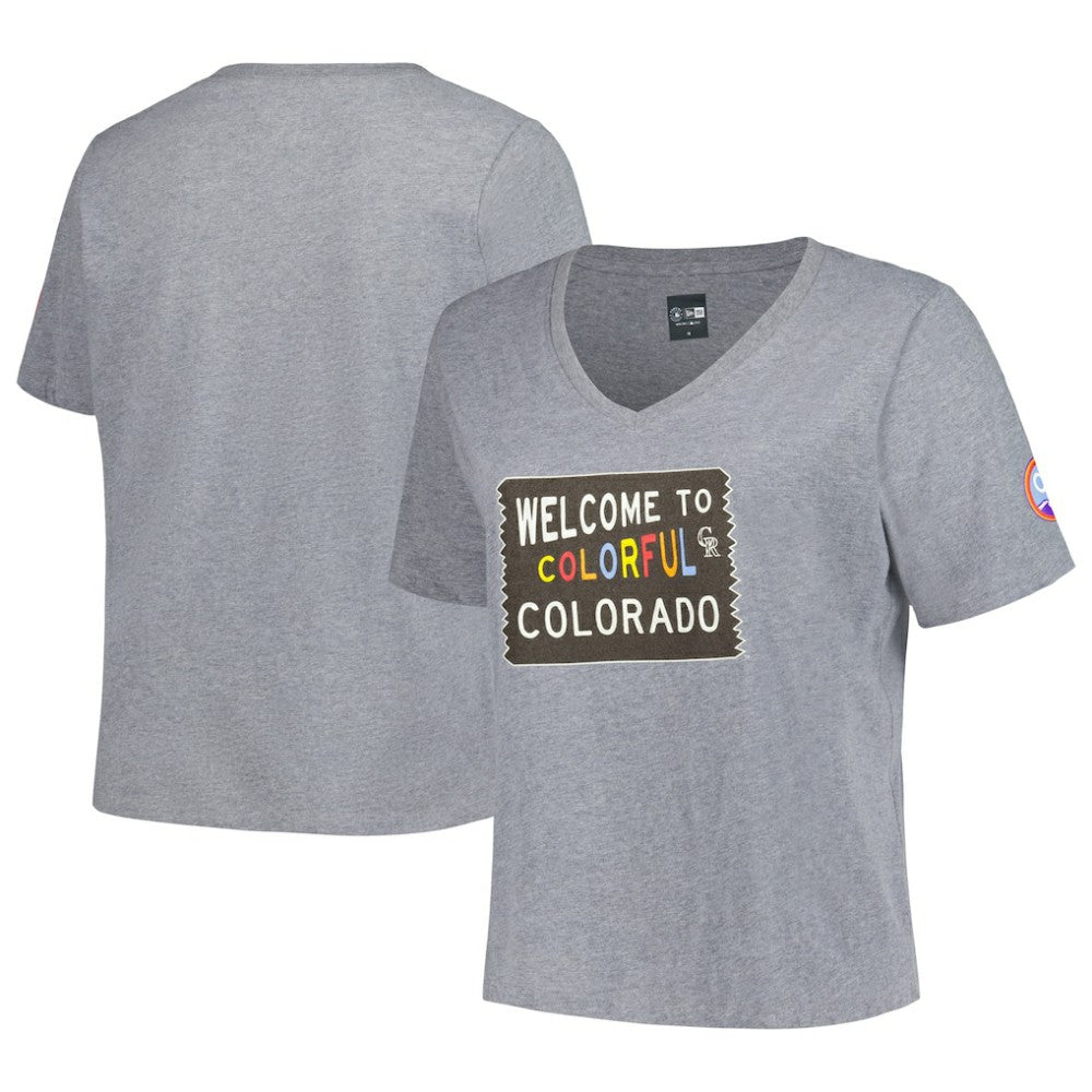 Colorado Rockies Women's City Connect Plus Size V-Neck T-Shirt Gray