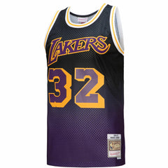 Magic Johnson Los Angeles Lakers 1984/85 Hardwood Classics Fadeaway Swingman Player Jersey - Purple/Black for sale
