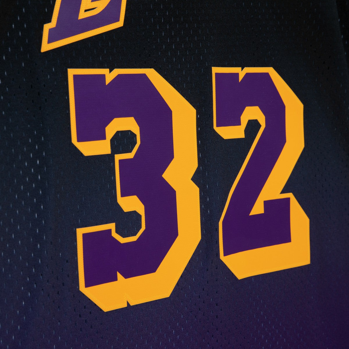 Magic Johnson Los Angeles Lakers 1984/85 Hardwood Classics Fadeaway Swingman Player Jersey - Purple/Black for sale