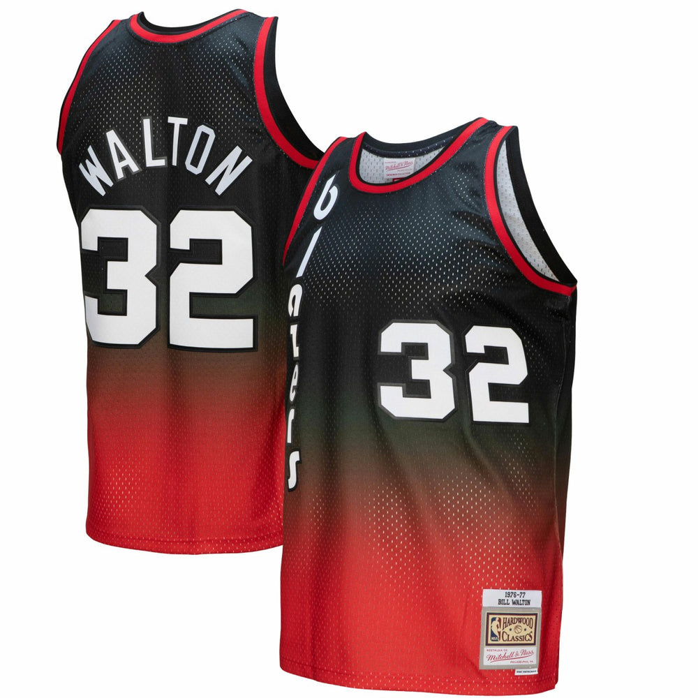 Bill Walton Portland Trail Blazers 1976/77 Hardwood Classics Fadeaway Swingman Player Jersey - Red/Black on sale