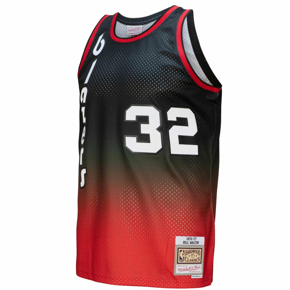 Bill Walton Portland Trail Blazers 1976/77 Hardwood Classics Fadeaway Swingman Player Jersey - Red/Black on sale