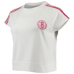 Brooklyn Nets Lusso Women's Margot Cropped Tri-Blend Cap Sleeve Sweatshirt - White for sale