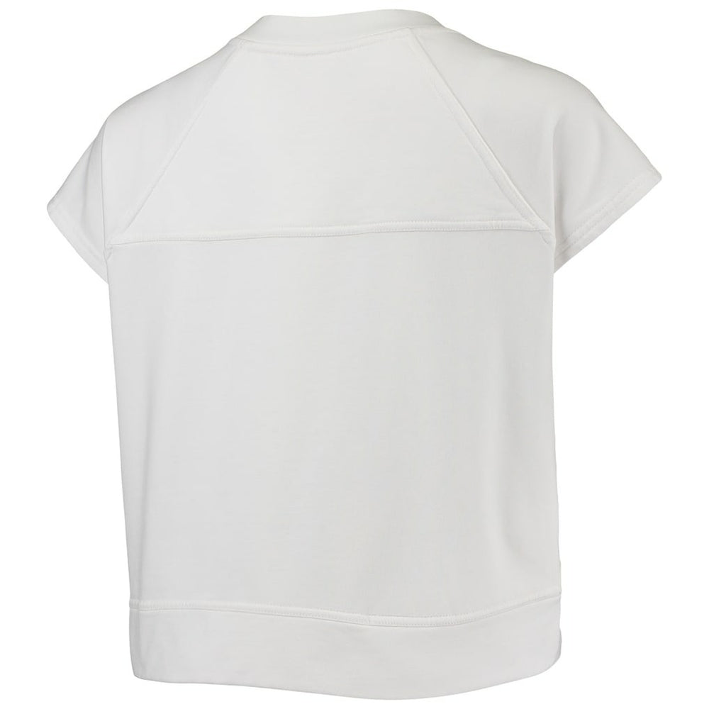 Brooklyn Nets Lusso Women's Margot Cropped Tri-Blend Cap Sleeve Sweatshirt - White for sale
