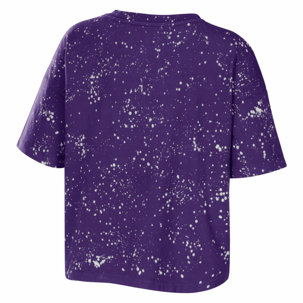 Los Angeles Lakers WEAR by Erin Andrews Women's Bleach Splatter Notch Neck T-Shirt - Purple outlet