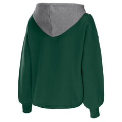 Milwaukee Bucks WEAR by Erin Andrews Women's Pieced Quarter-Zip Hoodie Jacket - Hunter Green shop