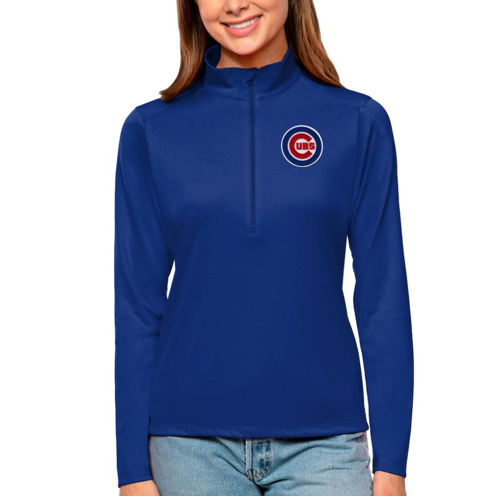 Chicago Cubs Antigua Women's Tribute Quarter-Zip Pullover Top Royal