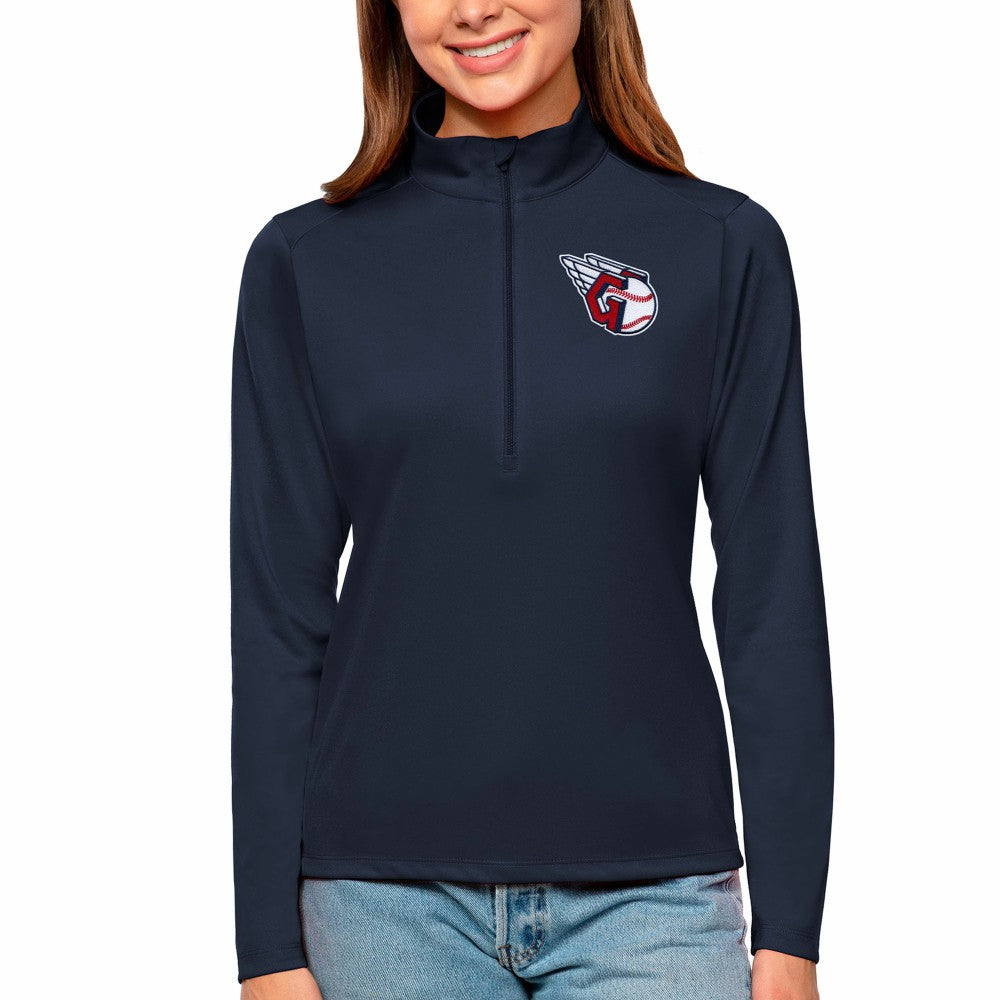 Cleveland Guardians Antigua Women's Tribute Quarter-Zip Pullover Top Navy