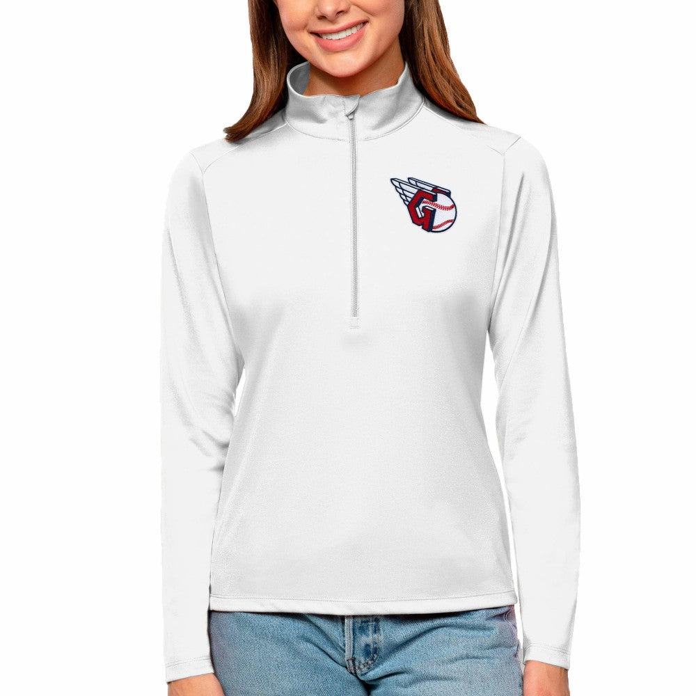 Cleveland Guardians Antigua Women's Tribute Quarter-Zip Pullover Top White
