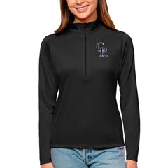 Colorado Rockies Antigua Women's Tribute Quarter-Zip Pullover Top Black
