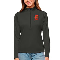 Detroit Tigers Antigua Women's Tribute Quarter-Zip Pullover Top Charcoal