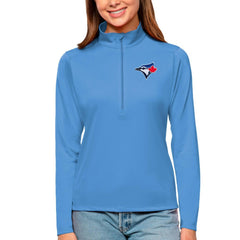 Toronto Blue Jays Antigua Women's Tribute Quarter-Zip Pullover Top Powder Blue