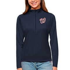 Washington Nationals Antigua Women's Tribute Quarter-Zip Pullover Top Navy