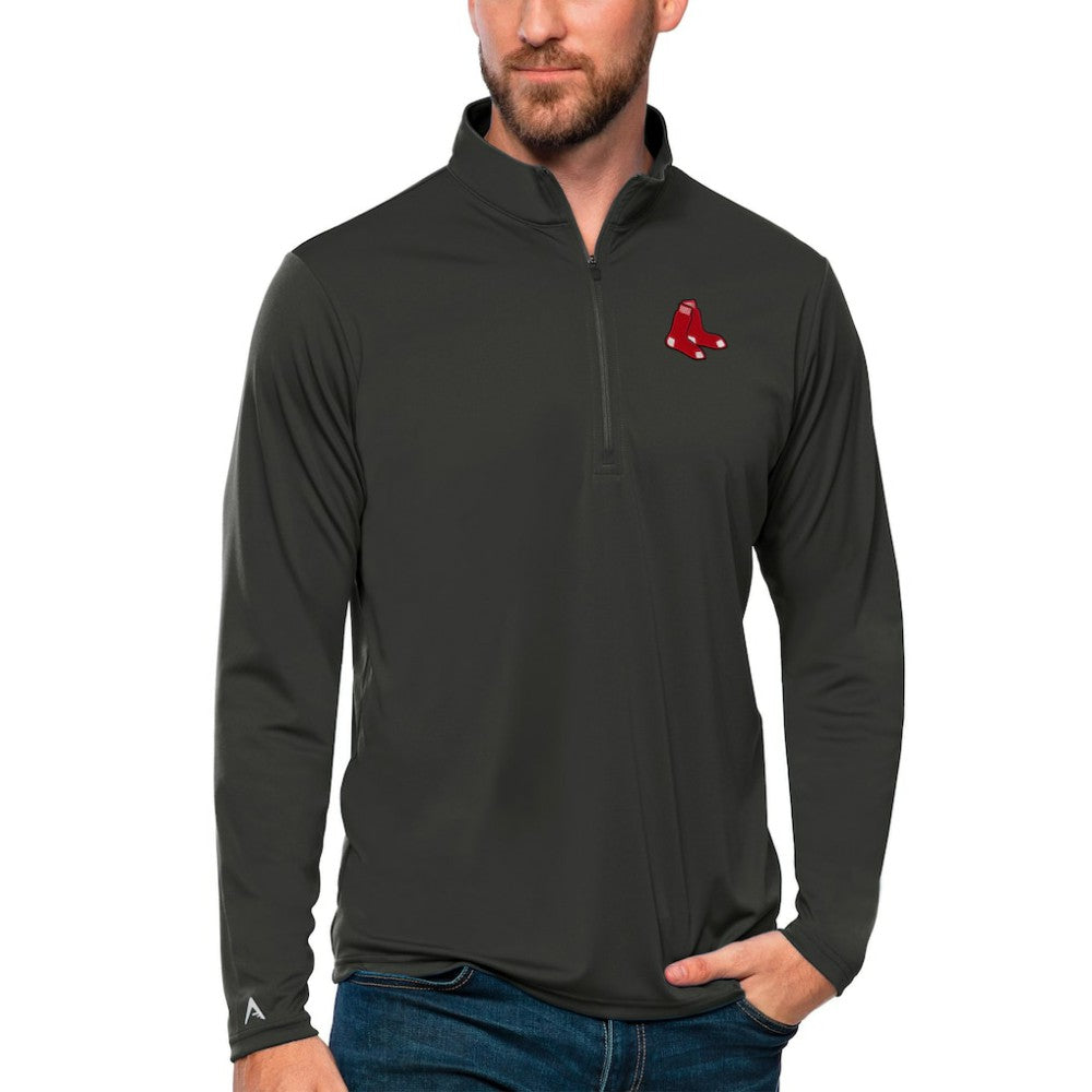 Boston Red Sox Antigua Tribute Quarter-Zip Pullover Top Charcoal