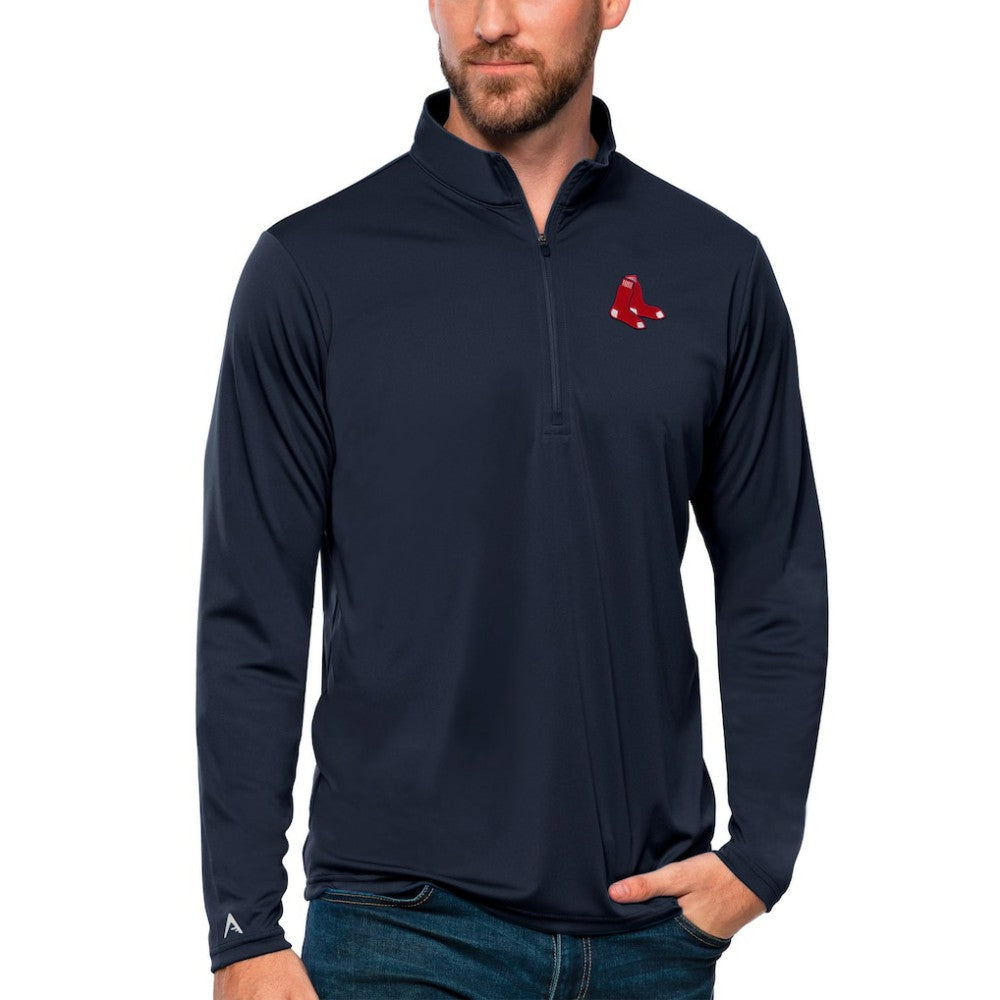 Boston Red Sox Antigua Tribute Quarter-Zip Pullover Top Navy
