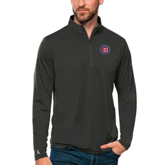 Chicago Cubs Antigua Tribute Quarter-Zip Pullover Top Charcoal